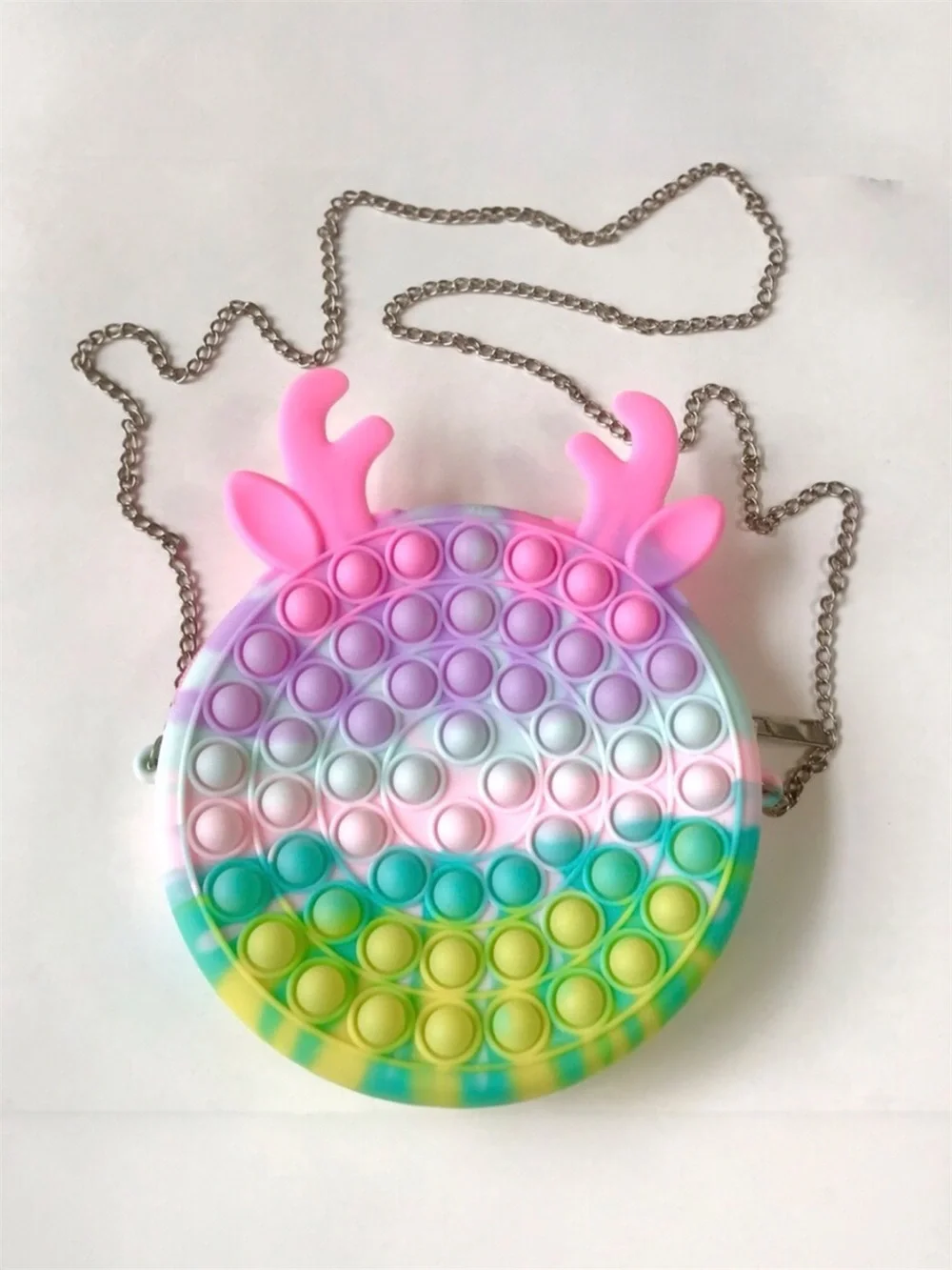 Pop-It Fidget Purse Sensory Push Bubble Rainbow Crossbody Shoulder Bag Chain Zip